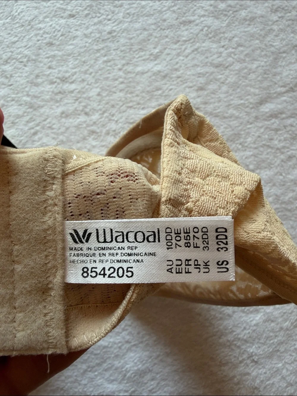 NWT Wacoal Halo Lace Strapless Convertible Bra 854205 in Beige, Women's 32DD